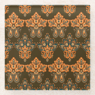 Dessous-de-verre En Verre Paisley Textile Asiatique : Floral Vintage Illustr