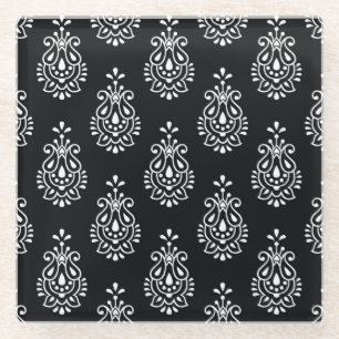 Dessous-de-verre En Verre Paisley vintage, motif élégant sans soudure.