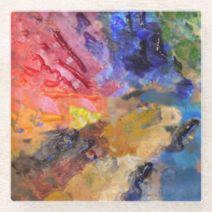 Dessous-de-verre En Verre Palette de couleurs de peintre artistique 