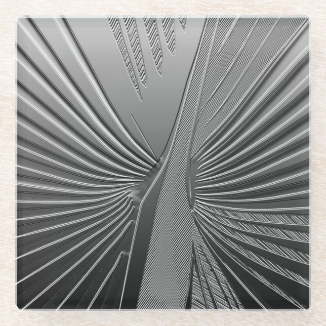 Dessous-de-verre En Verre Palmette de chrome d'art déco (Devant)