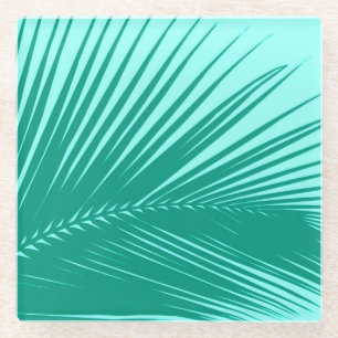 Dessous-de-verre En Verre Palmette - turquoise et aqua