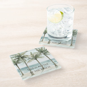 Dessous-de-verre En Verre Palmiers tropicaux Ocean Beach