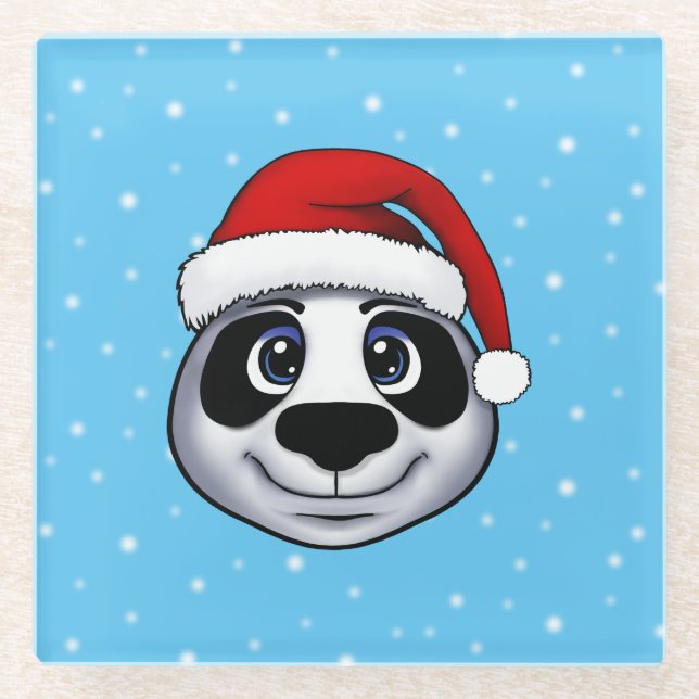 Dessous-de-verre En Verre Panda de Noël (Devant)
