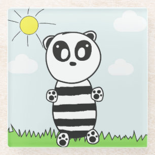 Dessous-de-verre En Verre Panda Kids