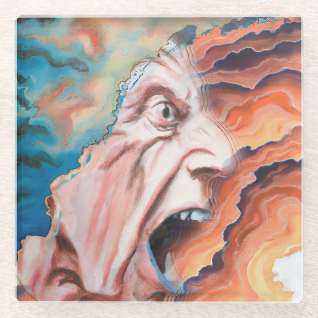 Dessous-de-verre En Verre Panic Waves peinture à l'huile (Devant)