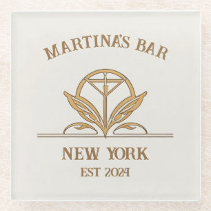 Dessous-de-verre En Verre Panneau à barres personnalisées Martini Logo Nom p