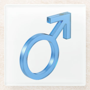 Dessous-de-verre En Verre Panneau de sexe masculin en verre bleu