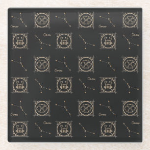 Dessous-de-verre En Verre Panneau étoile Astrologie du cancer Zodiac noir et