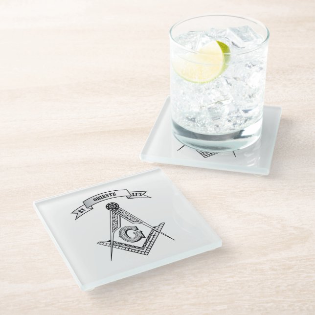 Dessous-de-verre En Verre Panneau franc-maçonnerie (Incliné)