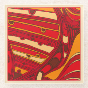 Dessous-de-verre En Verre Panneaux oranges abstraits