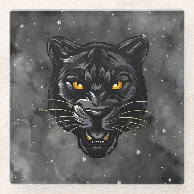 Dessous-de-verre En Verre Panthère noire (Devant)