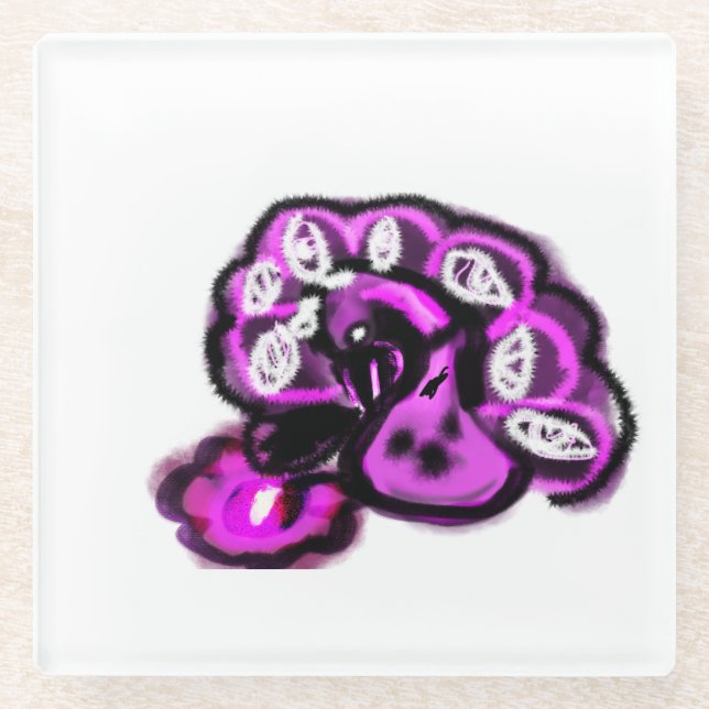 Dessous-de-verre En Verre Paon violet (Devant)