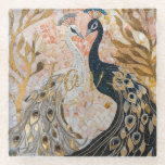 Dessous-de-verre En Verre Paons Or Paillettes Amour Blush Rose<br><div class="desc">Paons Or Paillettes Amour Blush Rose</div>