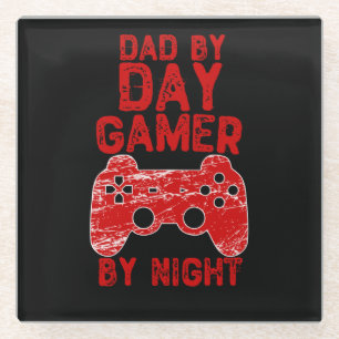 Dessous-de-verre En Verre Papa By Day Gamer By Night - Jeux Vidéos
