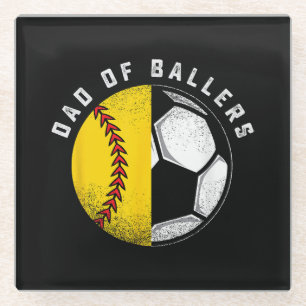 Dessous-de-verre En Verre Papa de Ballers Père Fils Joueur de softball de fo