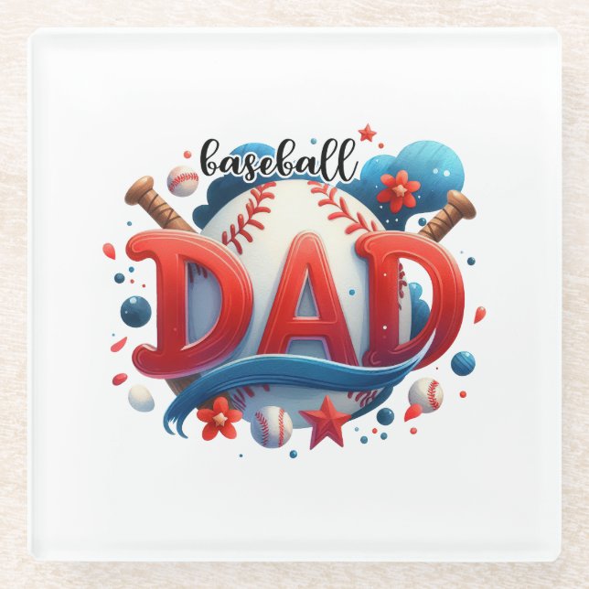 Dessous-de-verre En Verre Papa de baseball (Devant)