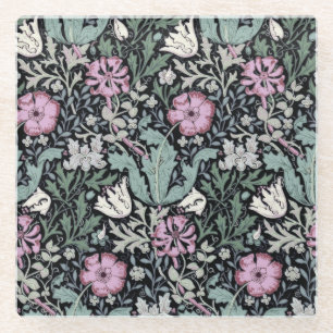 Dessous-de-verre En Verre Papier peint botanique victorien Coquelicot de Wil