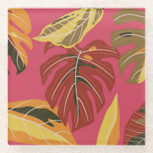 Dessous-de-verre En Verre Papier peint doré Art Déco à motif nature