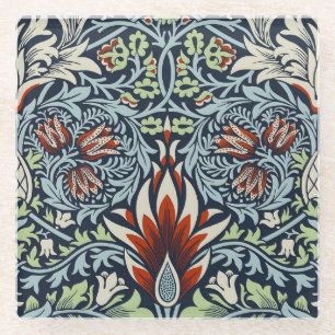Dessous-de-verre En Verre Papier peint floral Morris Navy Blue Snakeshead