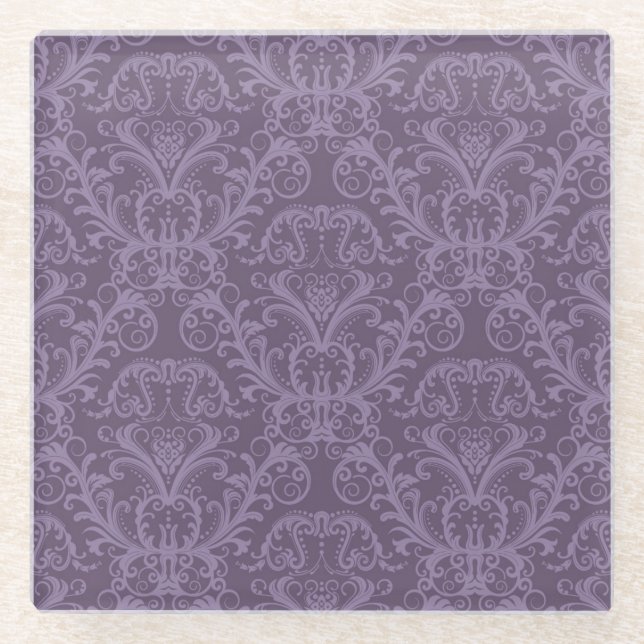 Dessous-de-verre En Verre Papier peint violet luxueux (Devant)