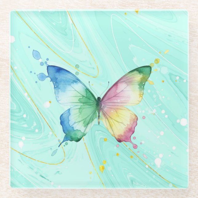 Dessous-de-verre En Verre Papillon (Devant)