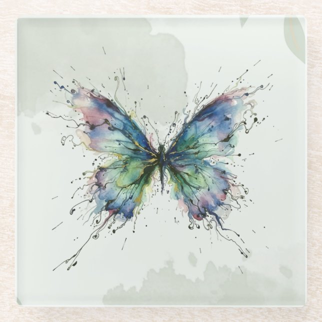 Dessous-de-verre En Verre Papillon (Devant)
