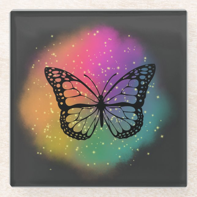 Dessous-de-verre En Verre Papillon aquarelle (Devant)