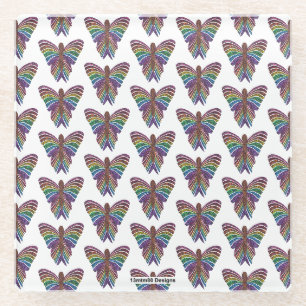 Dessous-de-verre En Verre Papillon Arc-en-ciel (blanc) - Dessous de verre en