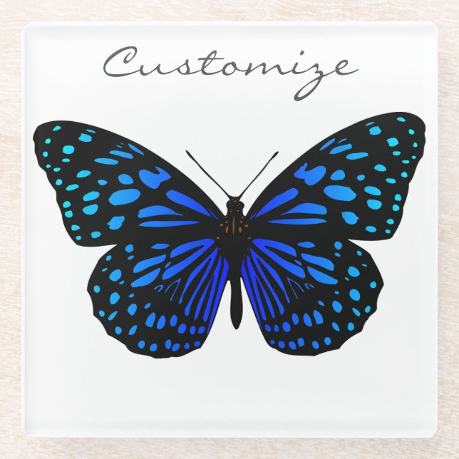 Dessous-de-verre En Verre Papillon bleu Thunder_Cove (Devant)