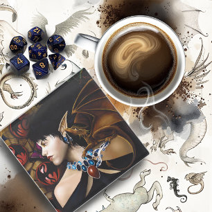 Dessous-de-verre En Verre Papillon de fantaisie compagnon dragon elfe mystiq