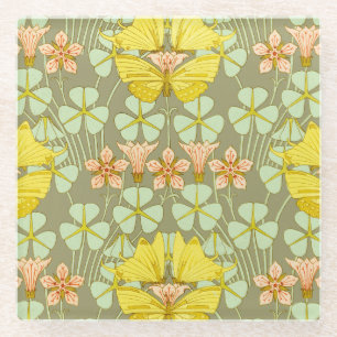 Dessous-de-verre En Verre Papillon Floral Botanique coloré