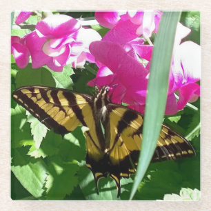 Dessous-de-verre En Verre Papillon jaune au printemps