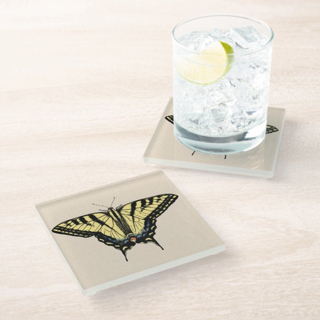 Dessous-de-verre En Verre Papillon Southwestern jaune Swallowtail (Incliné)