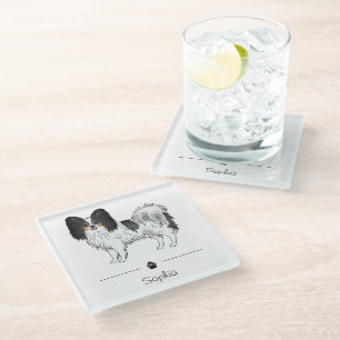 Dessous-de-verre En Verre Papillon tricolore mignon avec nom personnalisé