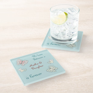 Dessous-de-verre En Verre Papillons et fleurs maman fille