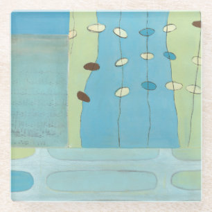 Dessous-de-verre En Verre Parade Abstraite des oeufs bleus