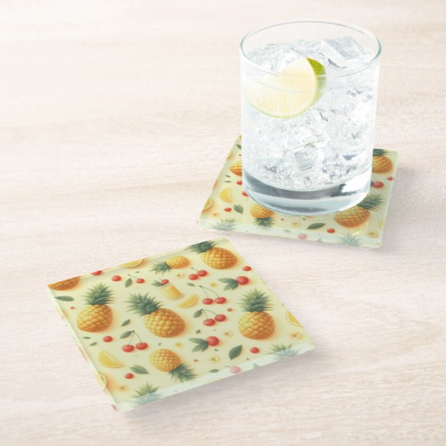 Dessous-de-verre En Verre Parade de l'ananas (Incliné)