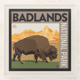 Dessous-de-verre En Verre Parc national des Badlands   Buffalo