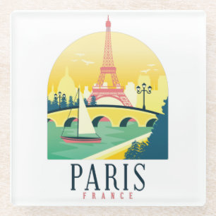 Dessous-de-verre En Verre Paris France Vintage voyage romantique