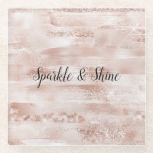 Dessous-de-verre En Verre Parties scintillant brillante rose