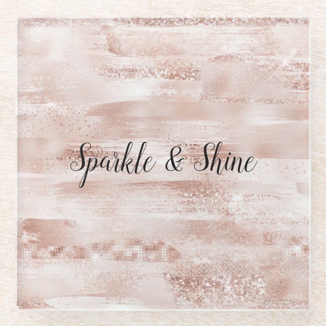 Dessous-de-verre En Verre Parties scintillant brillante rose (Devant)