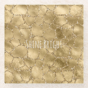 Dessous-de-verre En Verre Parties scintillant en or Giraffe