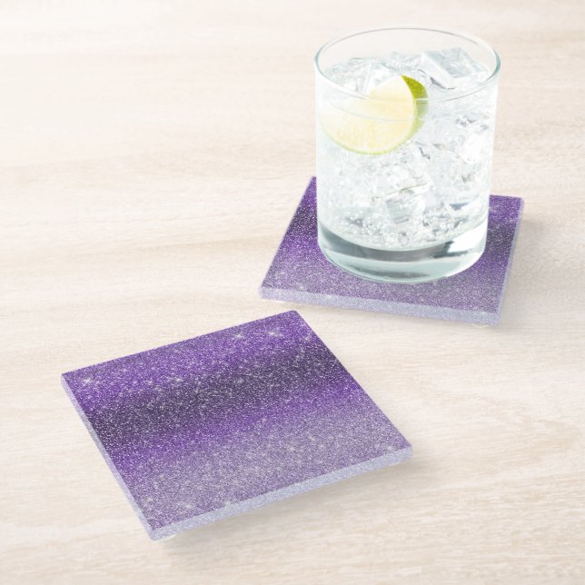 Dessous-de-verre En Verre Parties scintillant Ombre Parkle violet (Incliné)