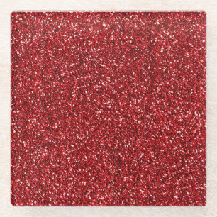 Dessous-de-verre En Verre Parties scintillant rouge Glitz