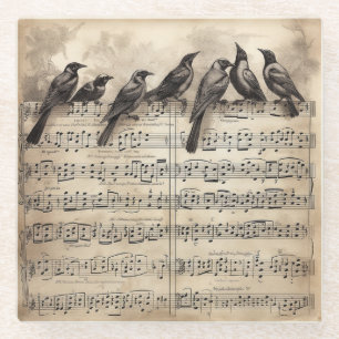 Dessous-de-verre En Verre Partition musicale de chanteurs vintage
