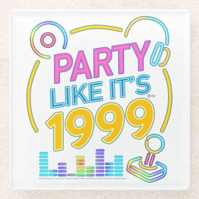 Dessous-de-verre En Verre Party Like It’s 1999®™ – Neon Soundtrack  (Devant)