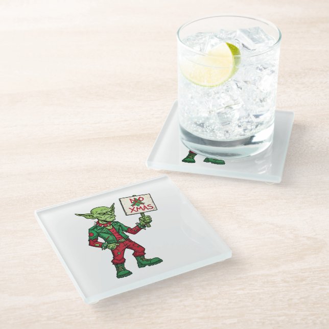 Dessous-de-verre En Verre Pas de Noël – Style Alien Rebelle (Incliné)