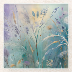 Dessous-de-verre En Verre Pastel Abstrait Whispers of Nature, Grasses II