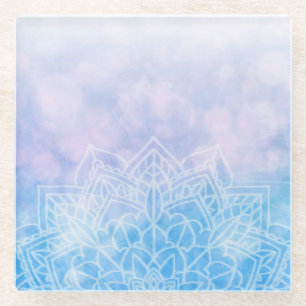 Dessous-de-verre En Verre Pastel Mandela rose et violet