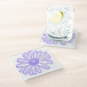 Dessous-de-verre En Verre Pastel Purple Daisy Flower Print, Hippie Floral
